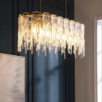 Lustre moderne en verre stalactite pour salle à manger