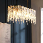 Lustre moderne en verre stalactite pour salle à manger