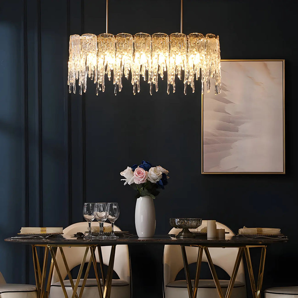 Lustre moderne en verre stalactite pour salle à manger