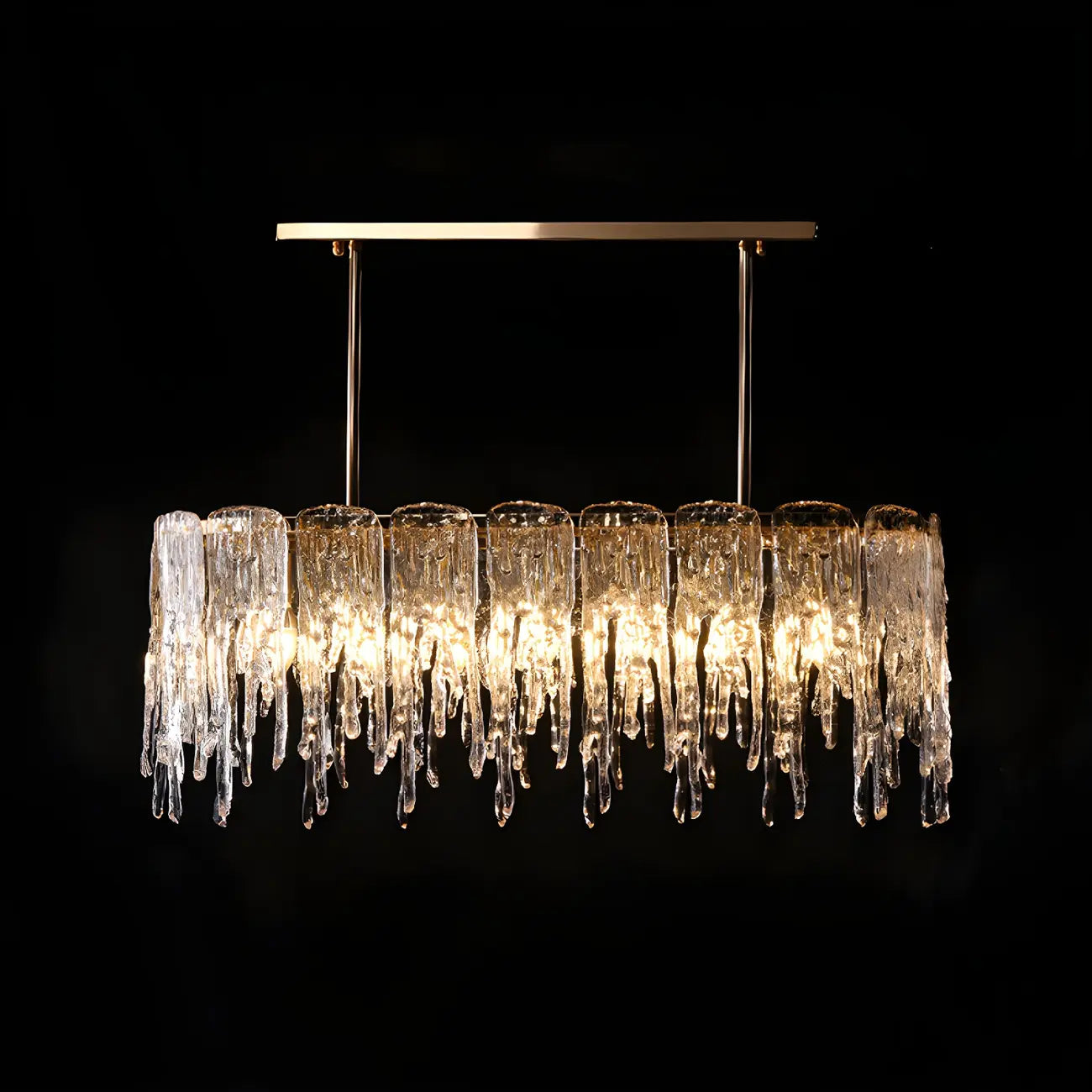 Lustre moderne en verre stalactite pour salle à manger