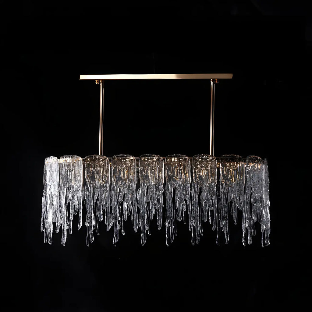 Lustre moderne en verre stalactite pour salle à manger