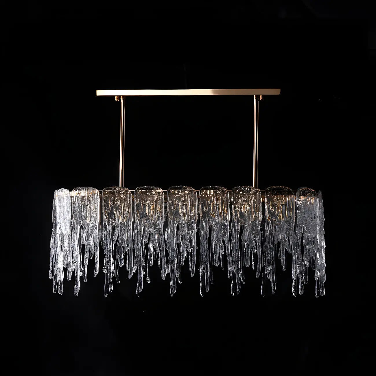 Lustre moderne en verre stalactite pour salle à manger
