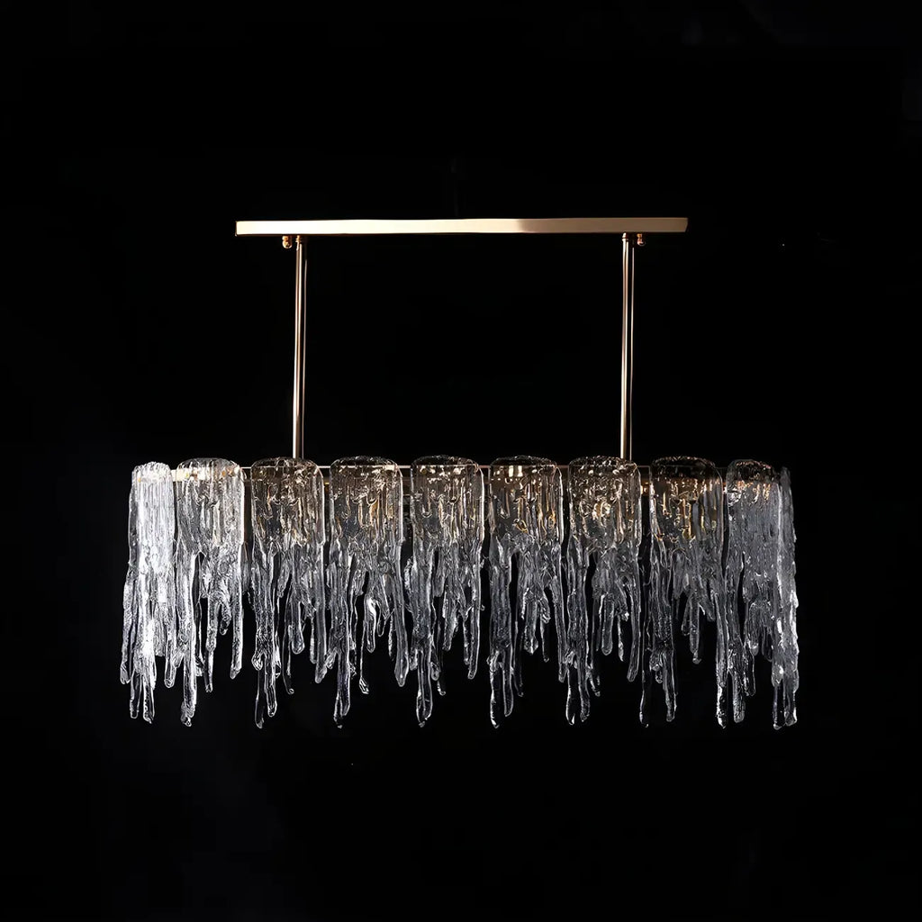 Lustre moderne en verre stalactite pour salle à manger