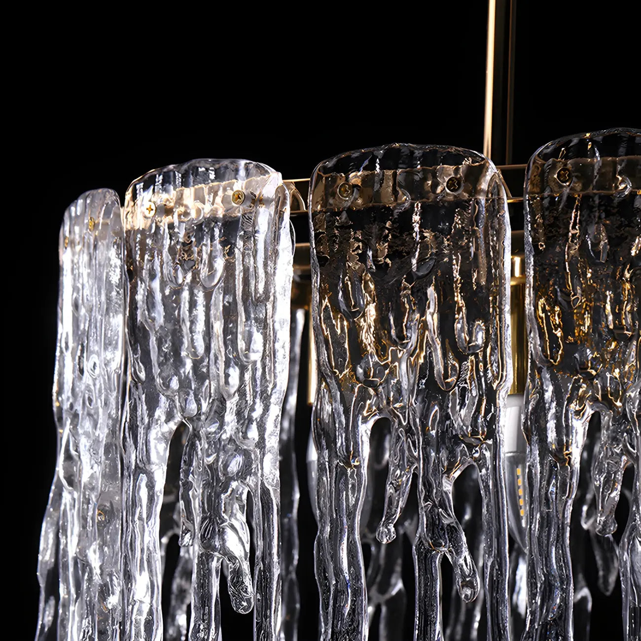 Lustre moderne en verre stalactite pour salle à manger