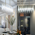 Lustre moderne en verre stalactite pour salle à manger