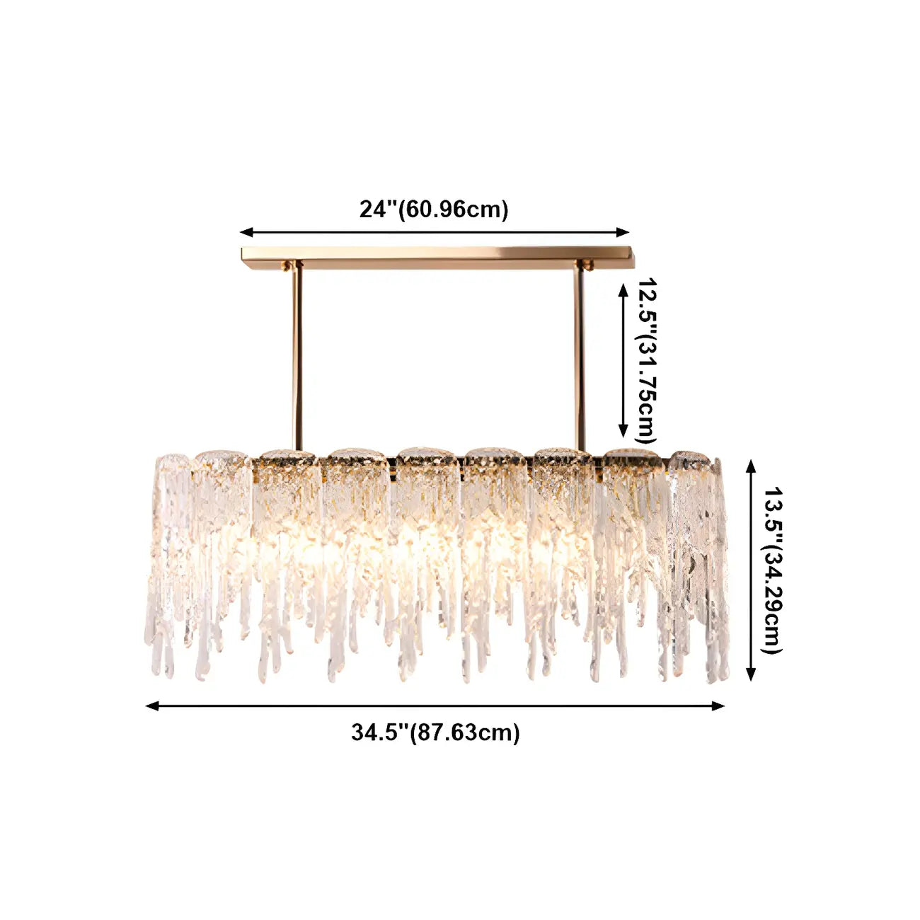 Lustre moderne en verre stalactite pour salle à manger