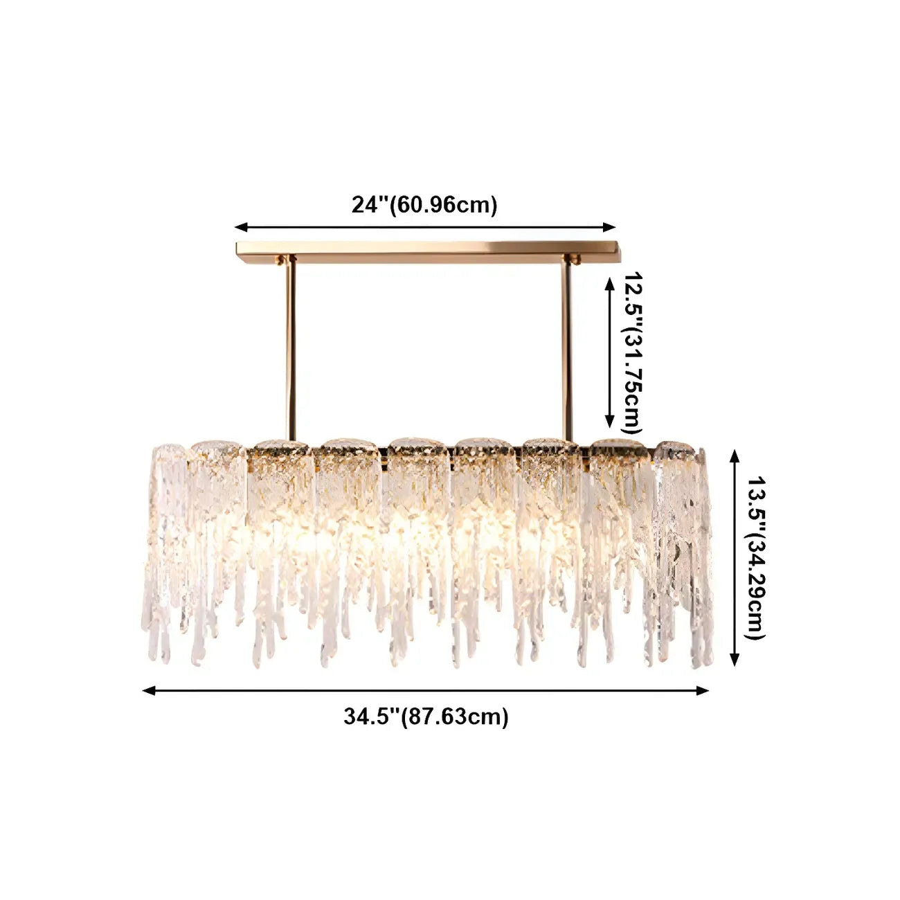 Lustre moderne en verre stalactite pour salle à manger