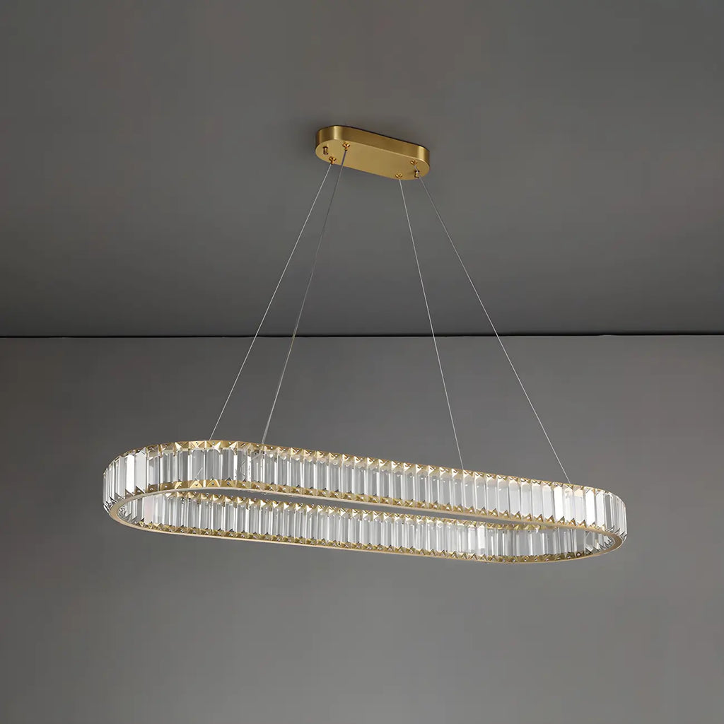Suspension LED moderne en cristal doré pour îlot de cuisine