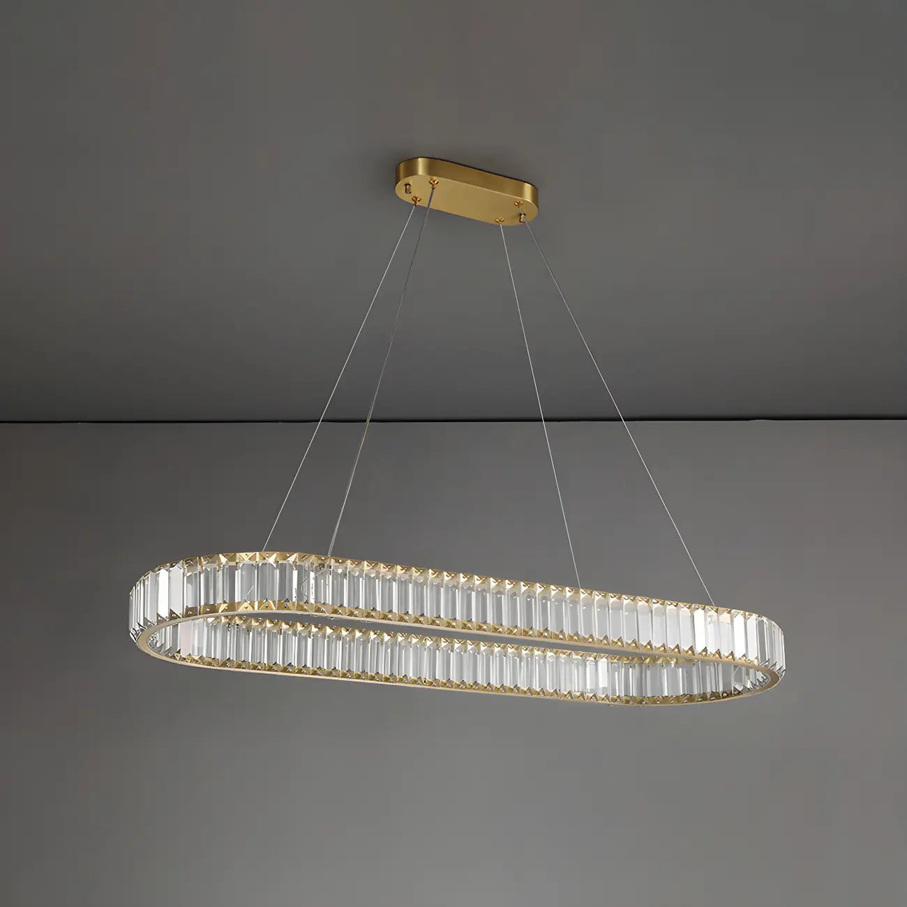 Suspension LED moderne en cristal doré pour îlot de cuisine