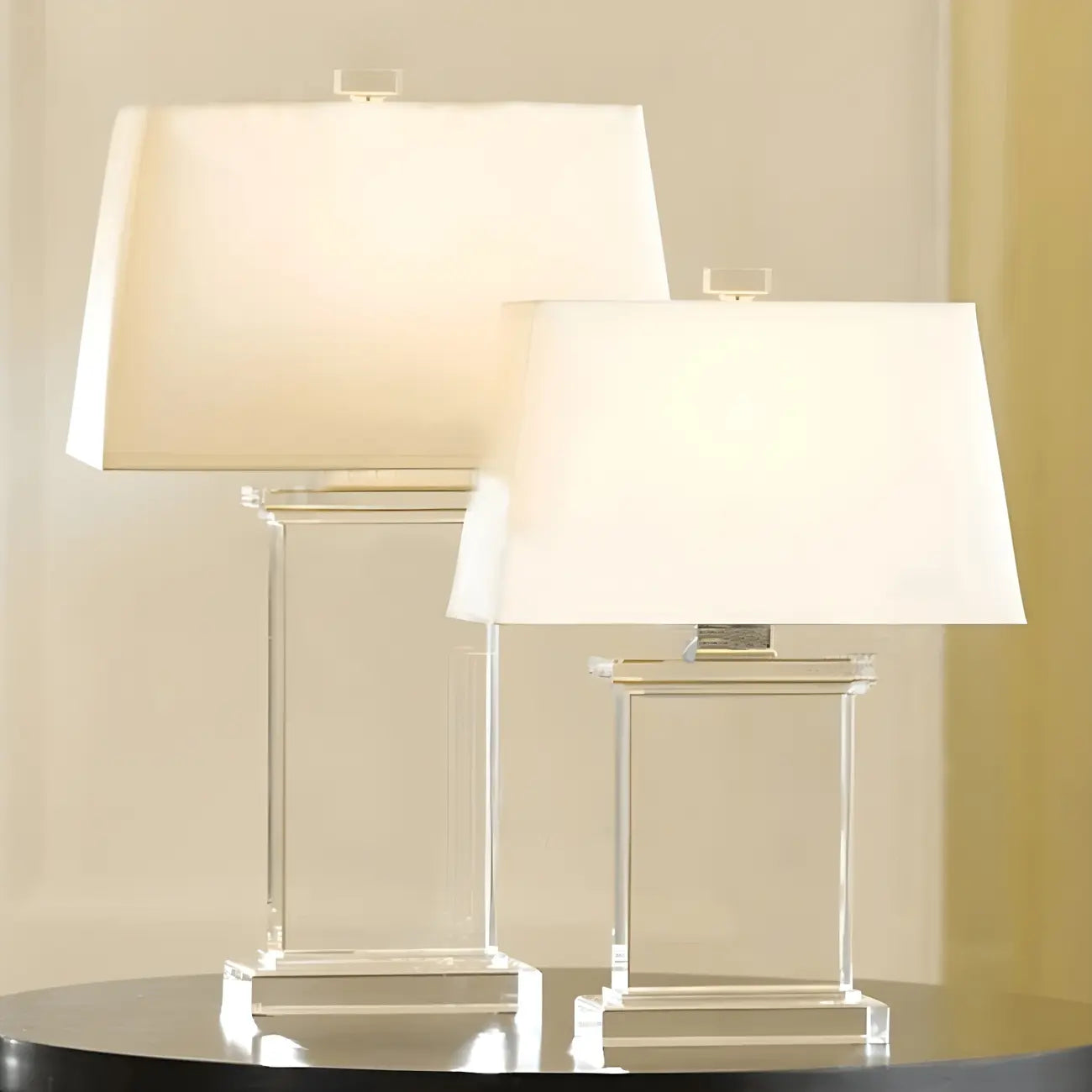 Lampe de table LED élégante rectangulaire avec abat-jour en tissu cristal
