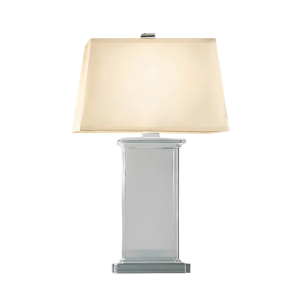 Lampe de table LED élégante rectangulaire avec abat-jour en tissu cristal
