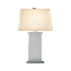 Lampe de table LED élégante rectangulaire avec abat-jour en tissu cristal