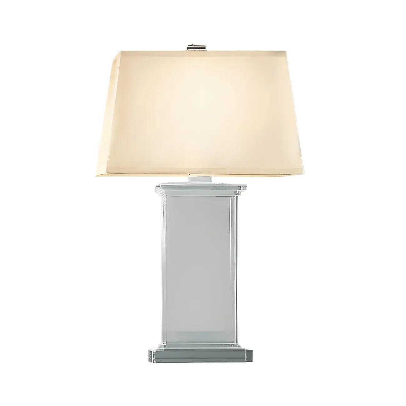 Lampe de table LED élégante rectangulaire avec abat-jour en tissu cristal