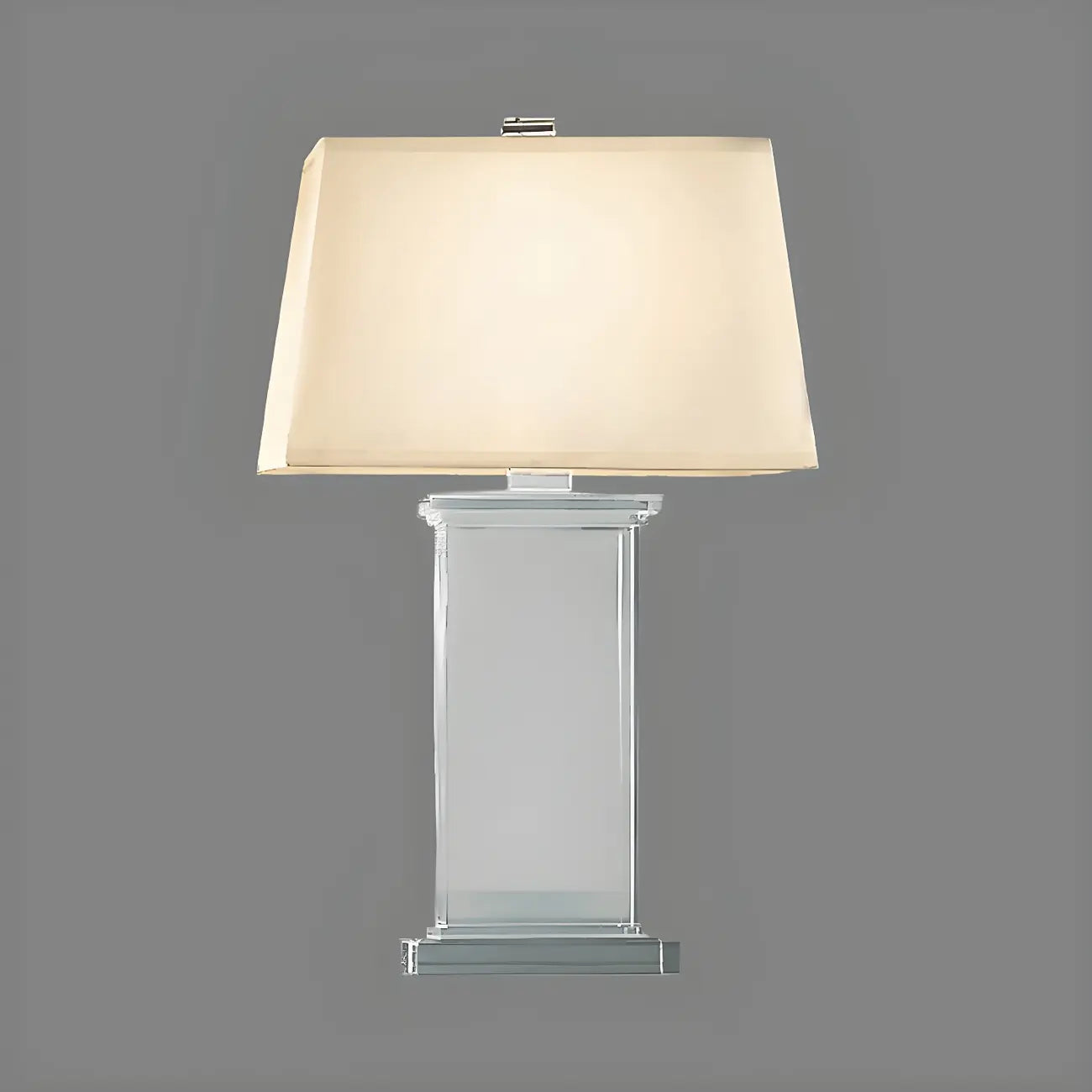Lampe de table LED élégante rectangulaire avec abat-jour en tissu cristal