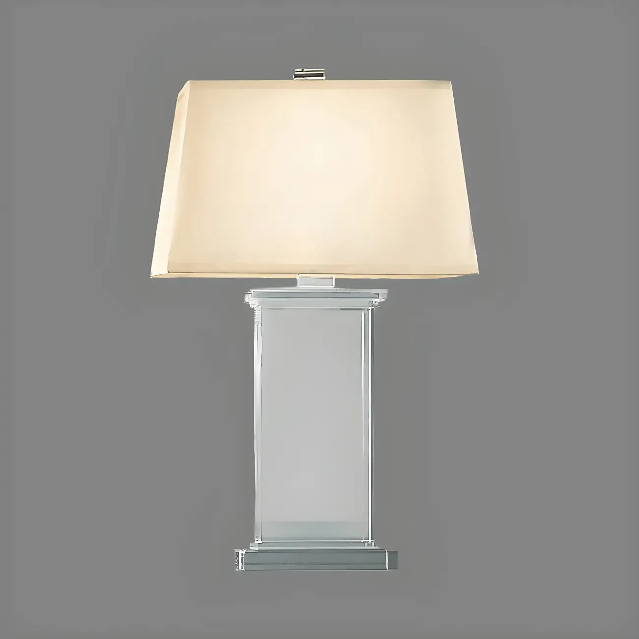 Lampe de table LED élégante rectangulaire avec abat-jour en tissu cristal