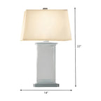 Lampe de table LED élégante rectangulaire avec abat-jour en tissu cristal