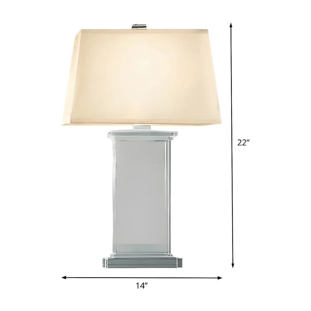 Lampe de table LED élégante rectangulaire avec abat-jour en tissu cristal