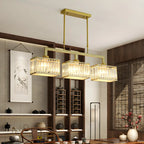 Suspension moderne en cristal doré pour îlot de cuisine