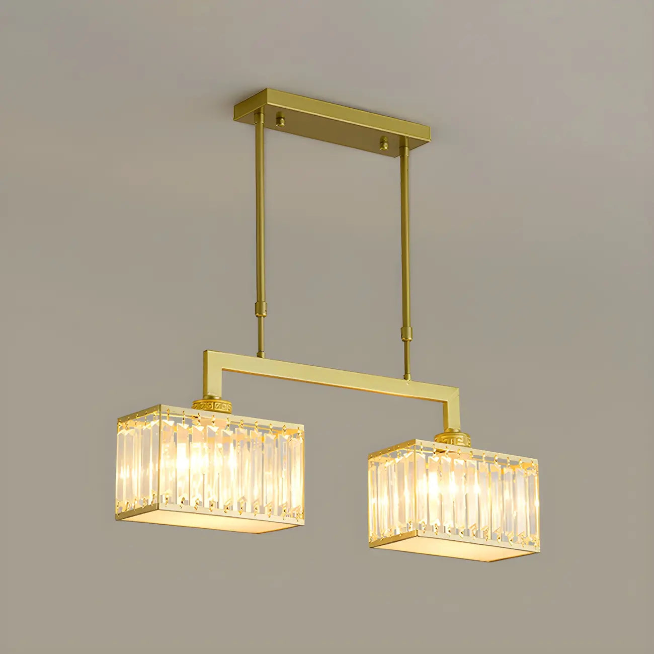 Suspension moderne en cristal doré pour îlot de cuisine