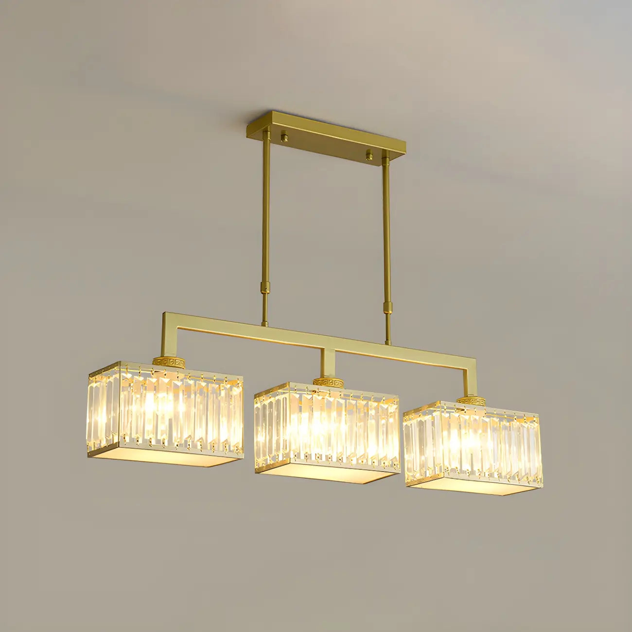 Suspension moderne en cristal doré pour îlot de cuisine
