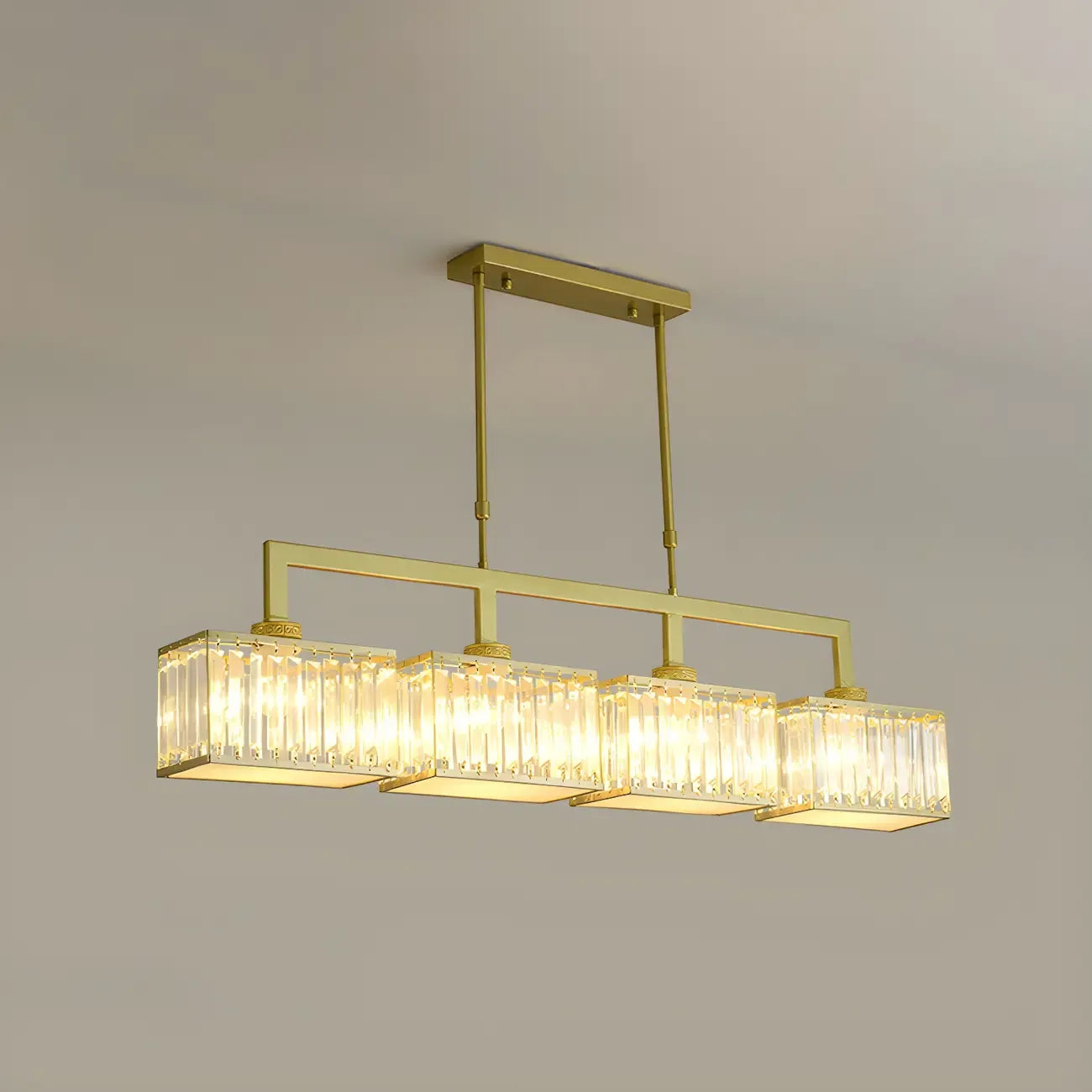 Suspension moderne en cristal doré pour îlot de cuisine