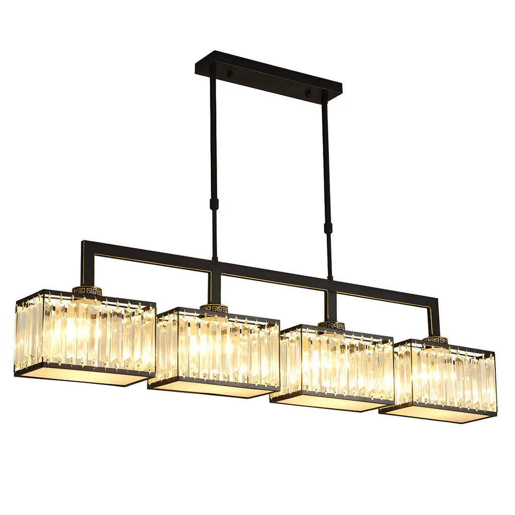 Suspension moderne en cristal doré pour îlot de cuisine