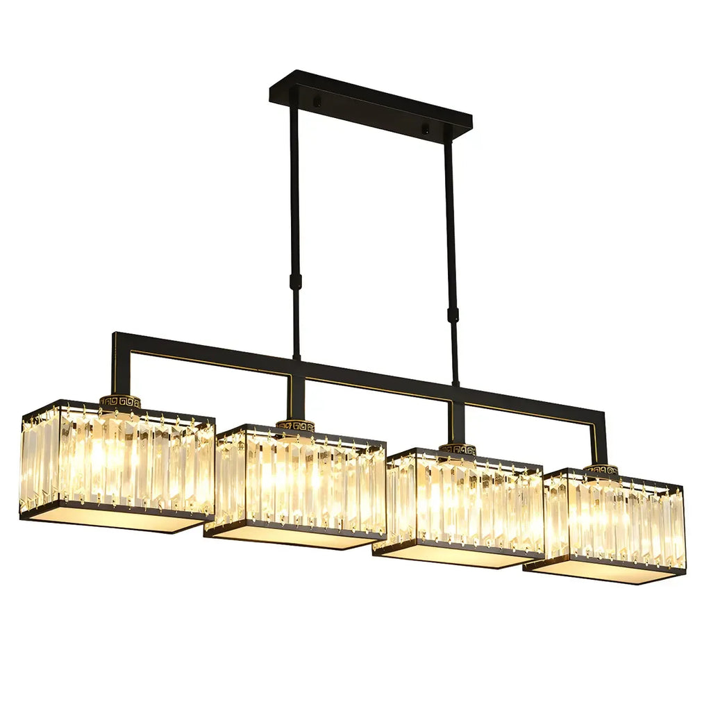 Suspension moderne en cristal doré pour îlot de cuisine