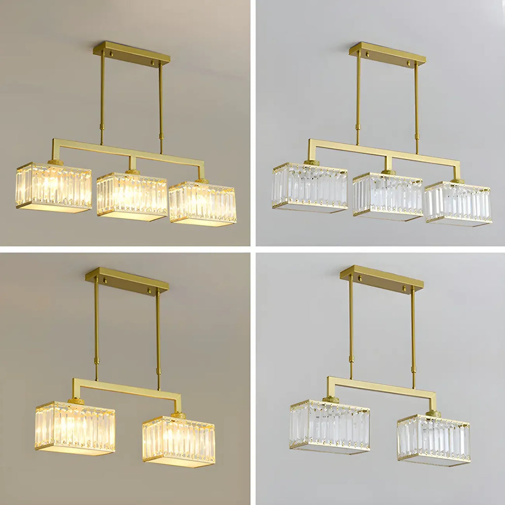 Suspension moderne en cristal doré pour îlot de cuisine