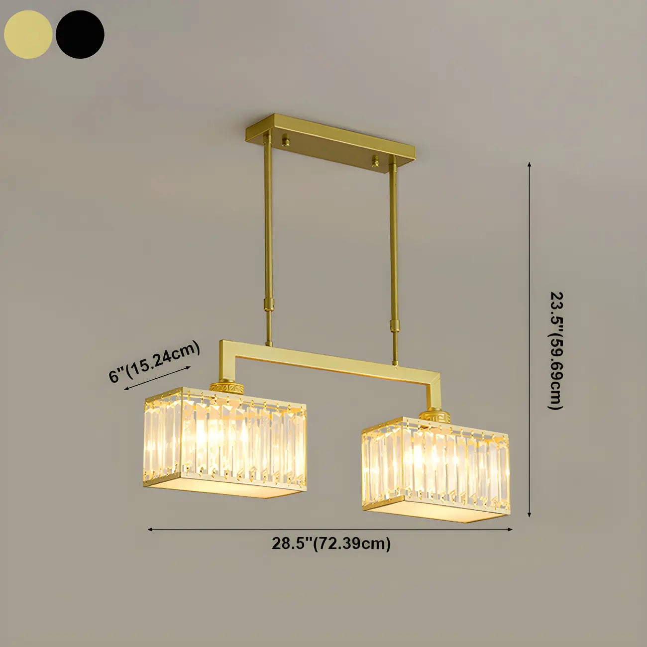 Suspension moderne en cristal doré pour îlot de cuisine
