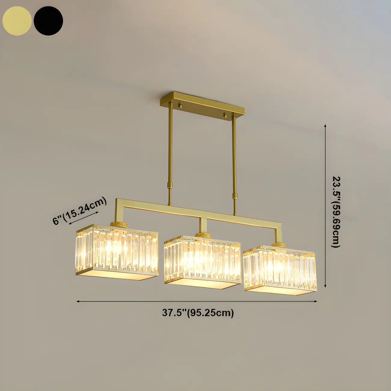 Suspension moderne en cristal doré pour îlot de cuisine