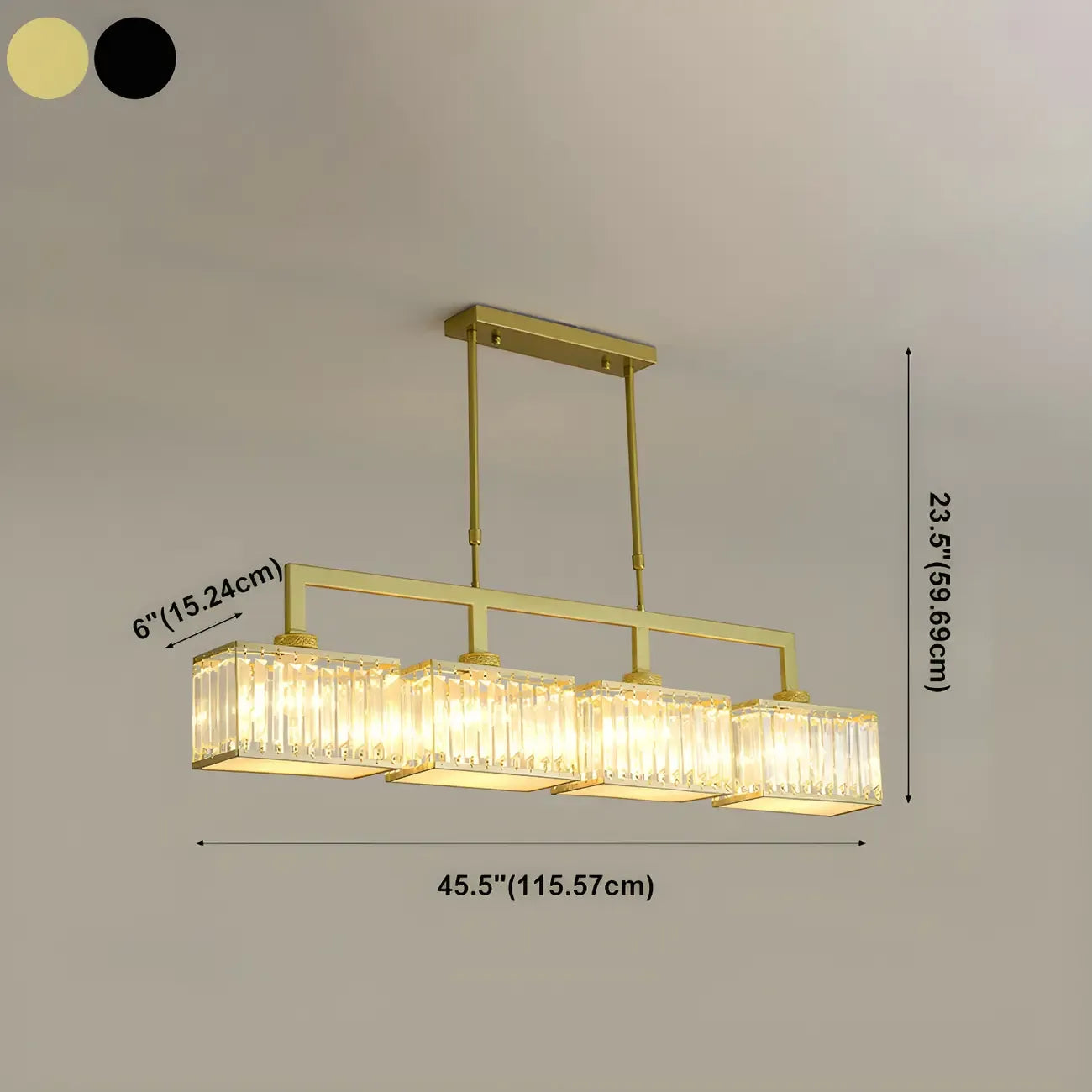 Suspension moderne en cristal doré pour îlot de cuisine