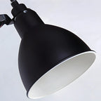 Applique murale à bras articulé en métal noir avec abat-jour intérieur blanc
