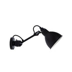 Applique murale à bras articulé en métal noir avec abat-jour intérieur blanc