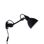 Applique murale à bras articulé en métal noir avec abat-jour intérieur blanc