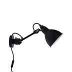 Applique murale à bras articulé en métal noir avec abat-jour intérieur blanc
