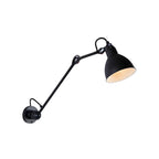 Applique murale à bras articulé en métal noir avec abat-jour intérieur blanc