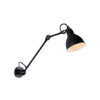Applique murale à bras articulé en métal noir avec abat-jour intérieur blanc