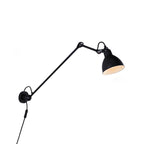 Applique murale à bras articulé en métal noir avec abat-jour intérieur blanc