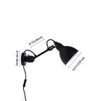 Applique murale à bras articulé en métal noir avec abat-jour intérieur blanc
