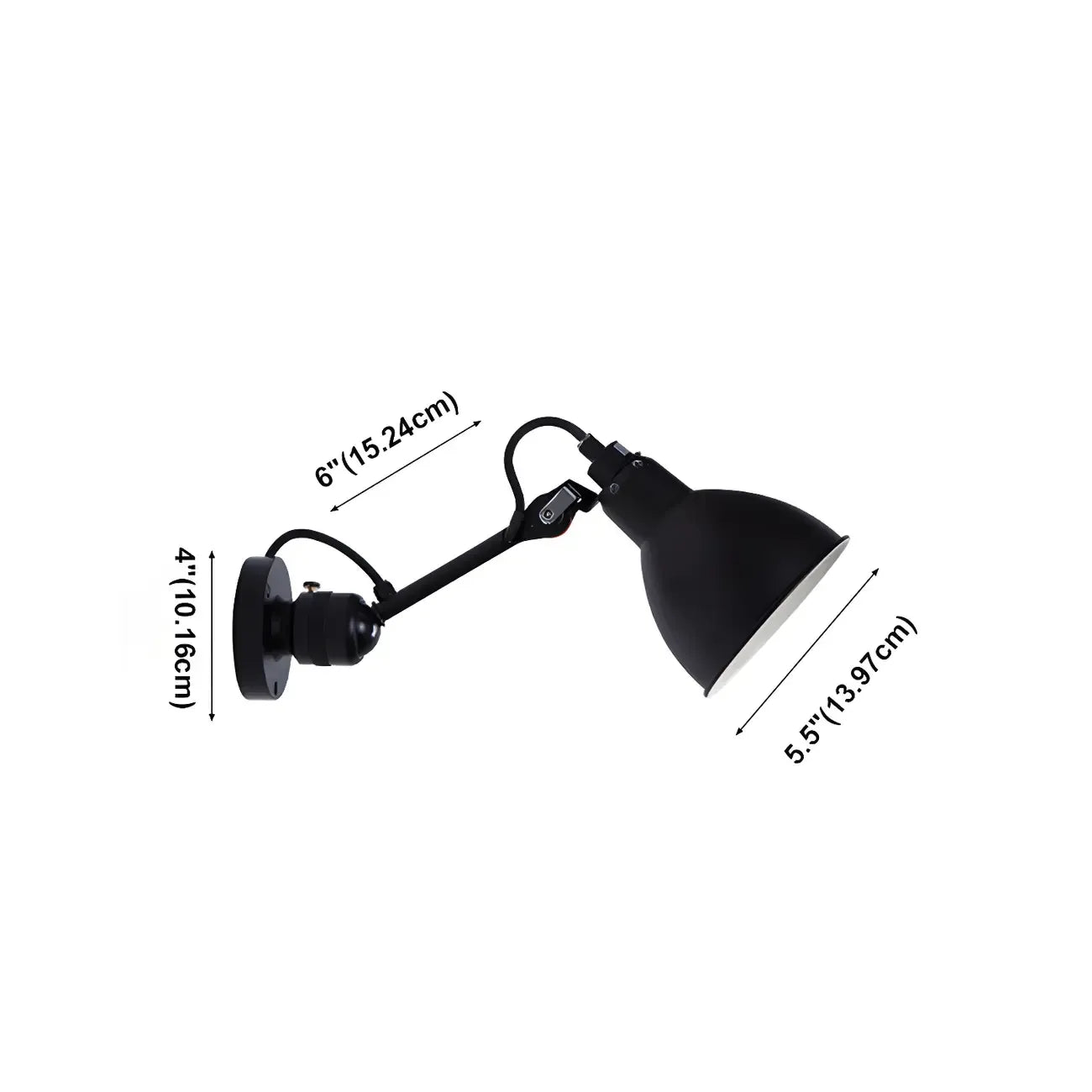 Applique murale à bras articulé en métal noir avec abat-jour intérieur blanc