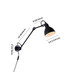 Applique murale à bras articulé en métal noir avec abat-jour intérieur blanc