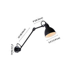 Applique murale à bras articulé en métal noir avec abat-jour intérieur blanc