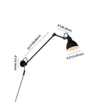 Applique murale à bras articulé en métal noir avec abat-jour intérieur blanc