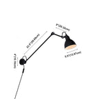 Applique murale à bras articulé en métal noir avec abat-jour intérieur blanc