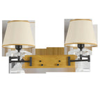Lampada da parete a 2 luci con braccio girevole color argento e paralume in tessuto