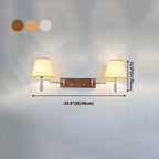 Lampada da parete a 2 luci con braccio girevole color argento e paralume in tessuto