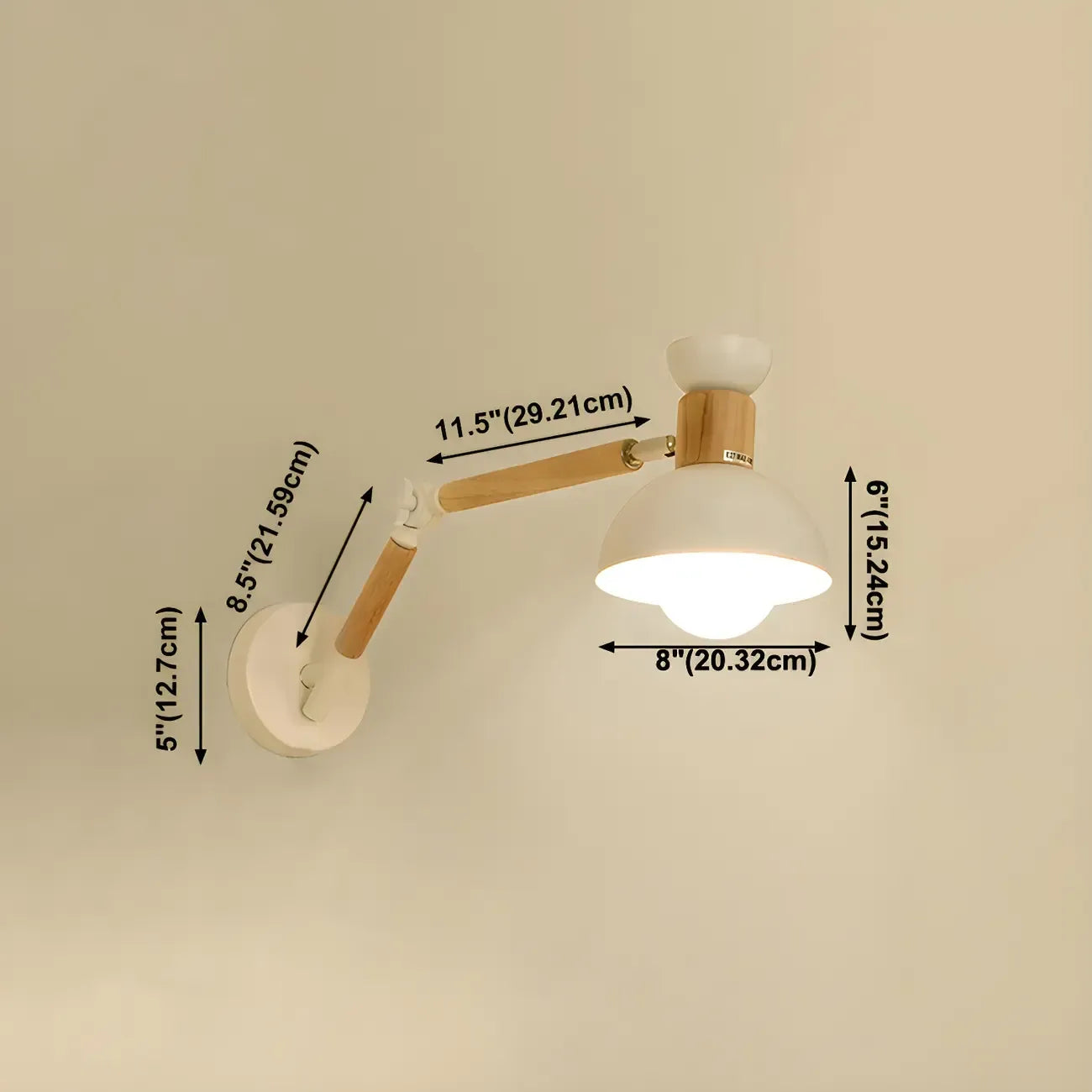 Applique murale moderne en bois et métal à bras articulé