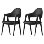 Chaise de salle à manger moderne en cuir avec dossier incurvé et accoudoirs ouverts
