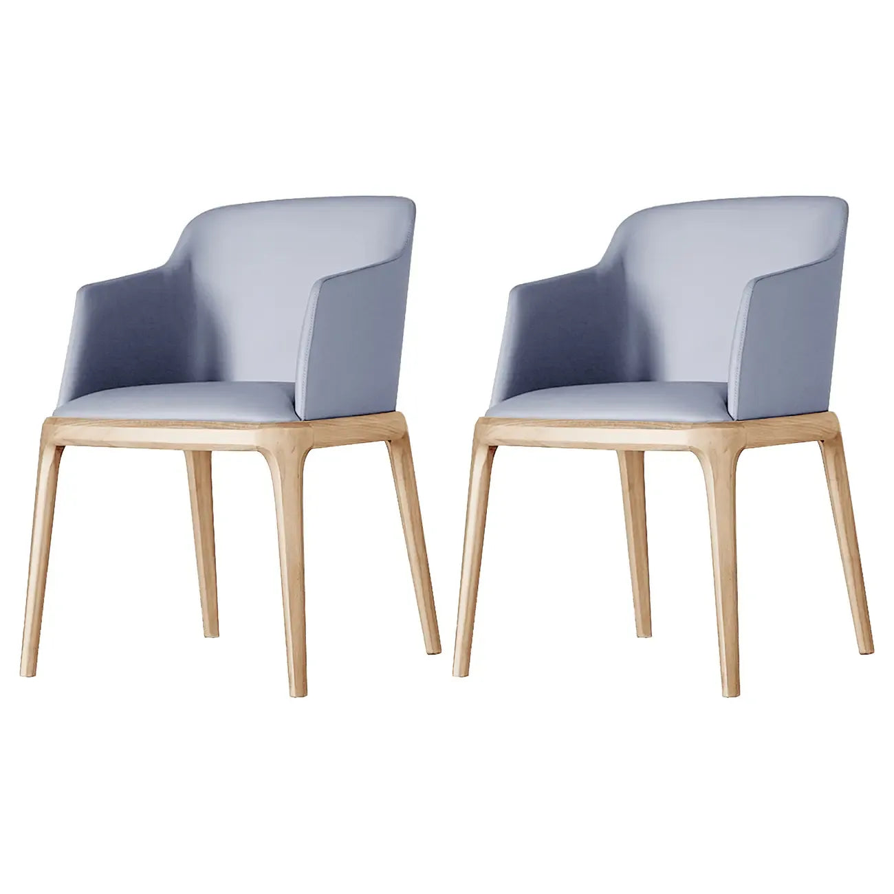 Chaise de salle à manger avec accoudoirs, pieds en bois et cuir kaki