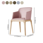 Chaise de salle à manger avec accoudoirs, pieds en bois et cuir kaki